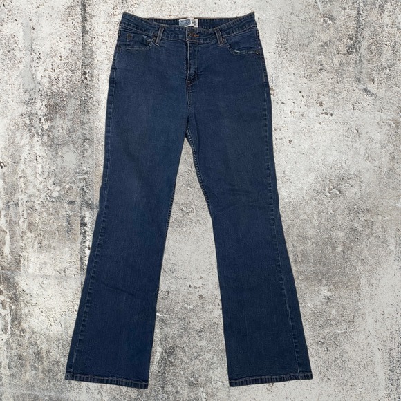 Signature by Levi Strauss & Co. Denim - Levis Women 32 Waist Size 14 Medium At Waist Bootcut Jeans Dark Wash Blue Denim